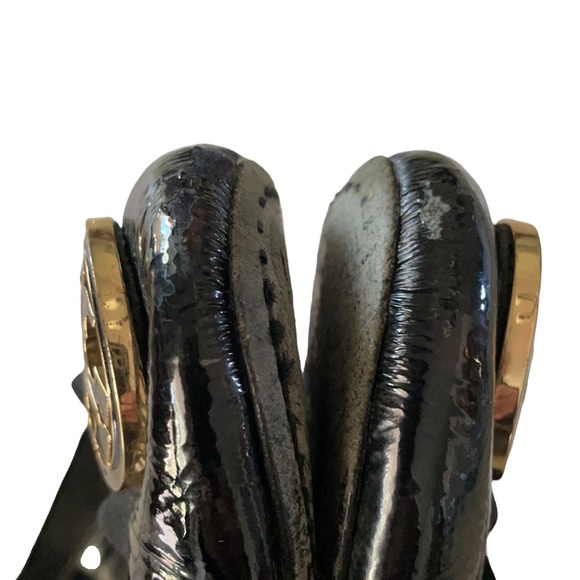 Tory Burch Caroline Black Patent Ballet Preppy Flats Size 7 - Picture 3 of 7